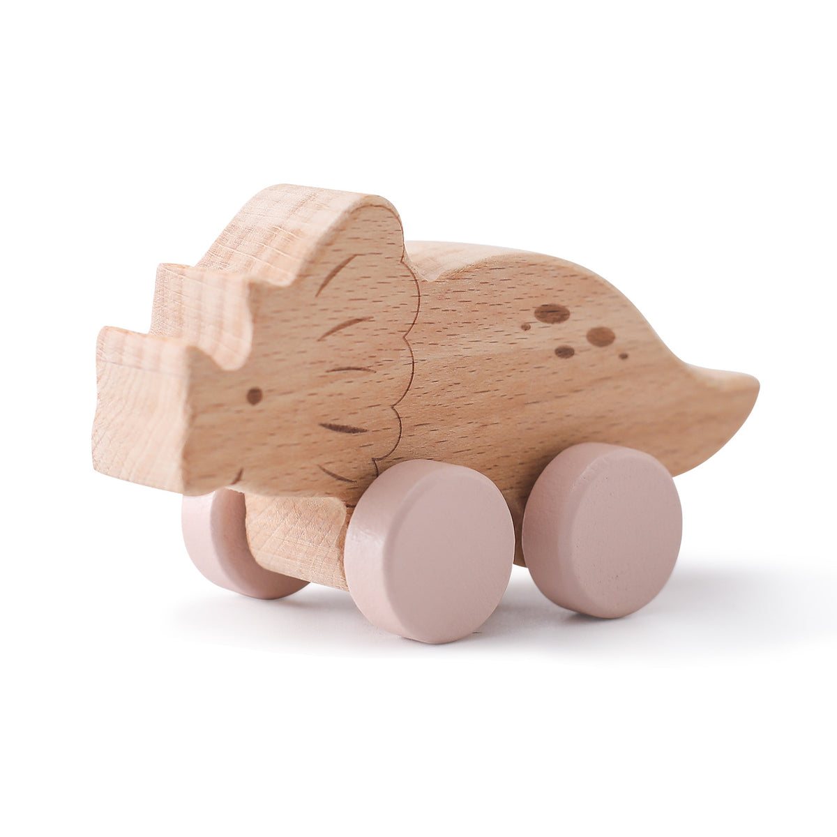Birch Wooden Toy Dinosaur with Wheels, multi-variant style