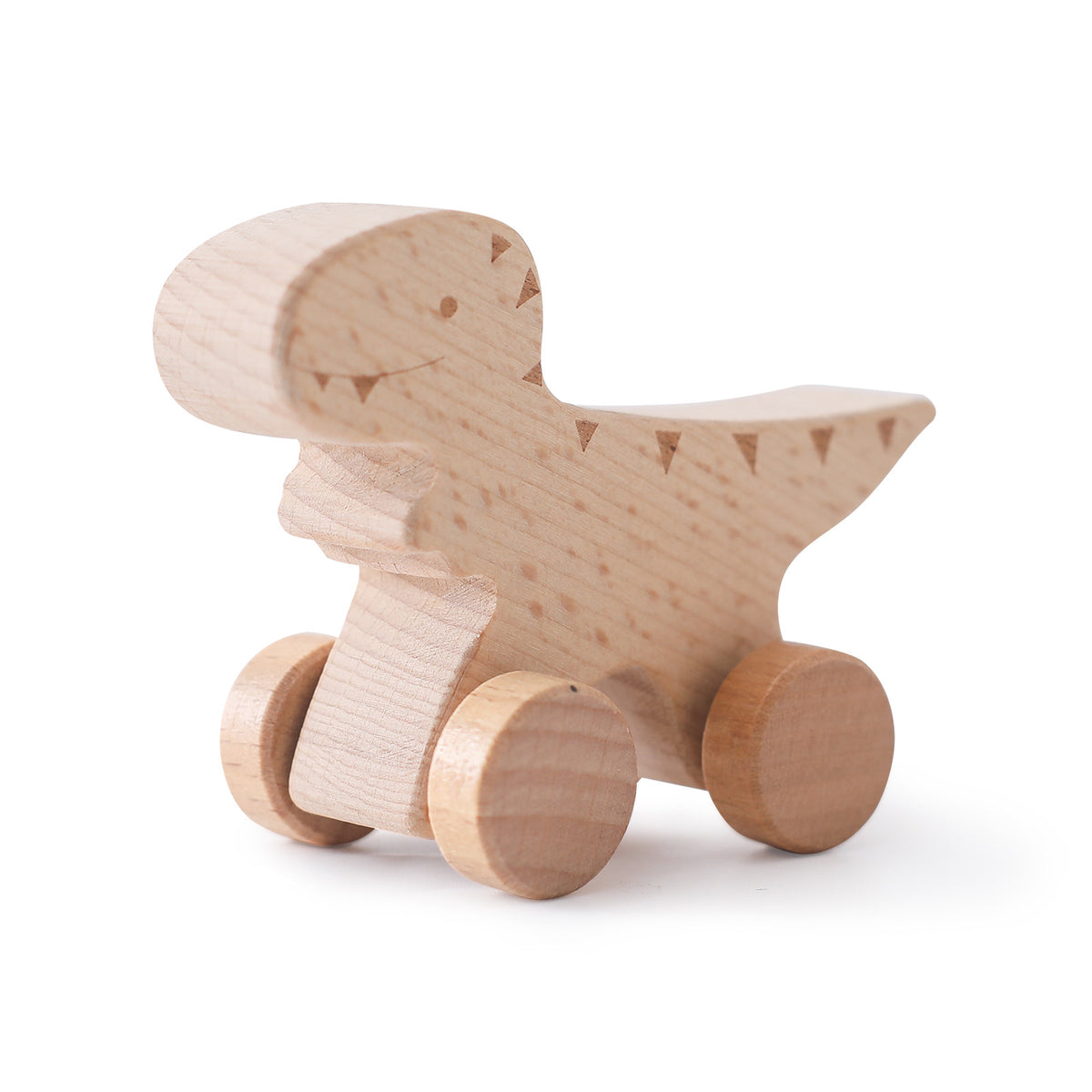 Birch Wooden Toy Dinosaur with Wheels, multi-variant style
