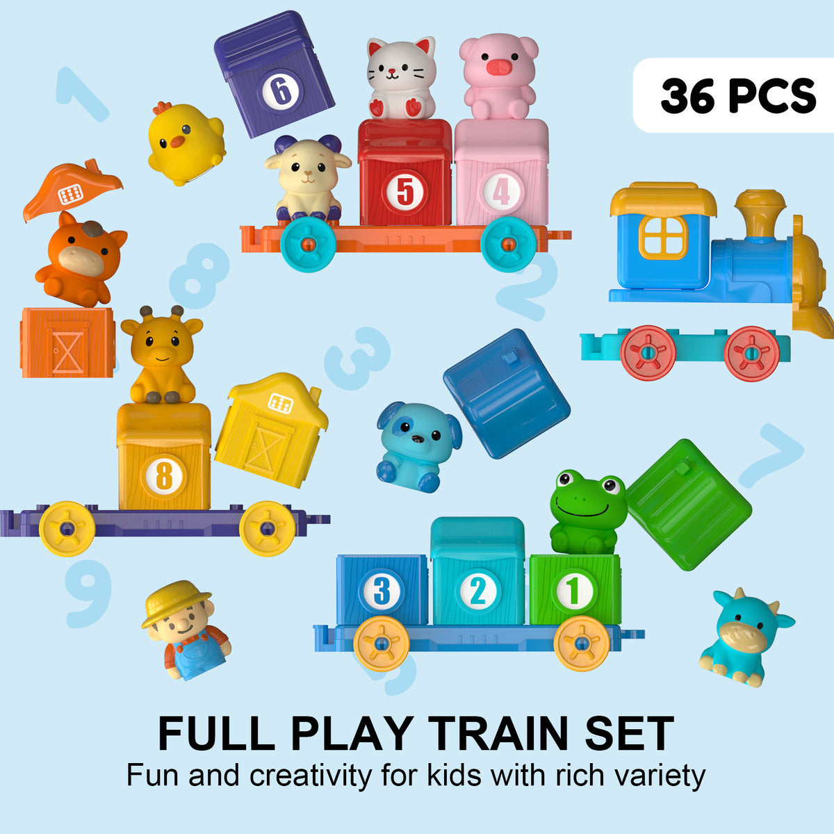 Farm Animal Train Building Blocks Toy