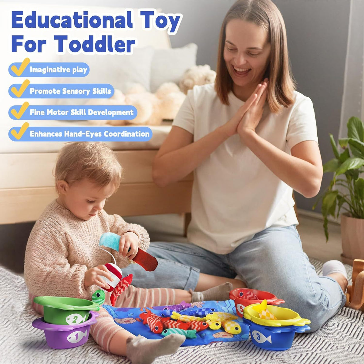 Infant and Toddler Fabric Montessori Fishing Toy