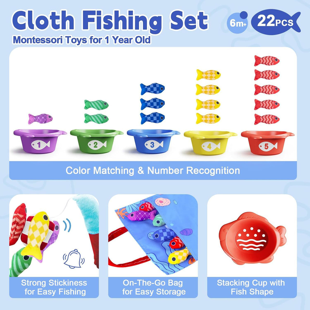 Infant and Toddler Fabric Montessori Fishing Toy