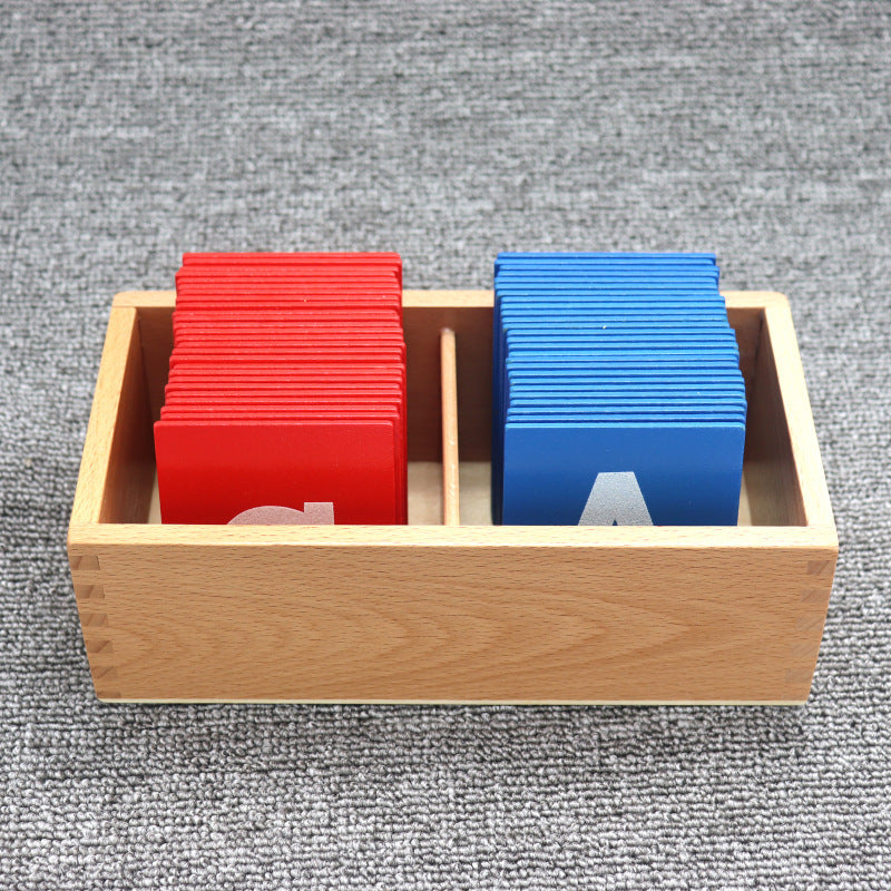 Montessori Sandpaper Letter Board with Red Blue Cases