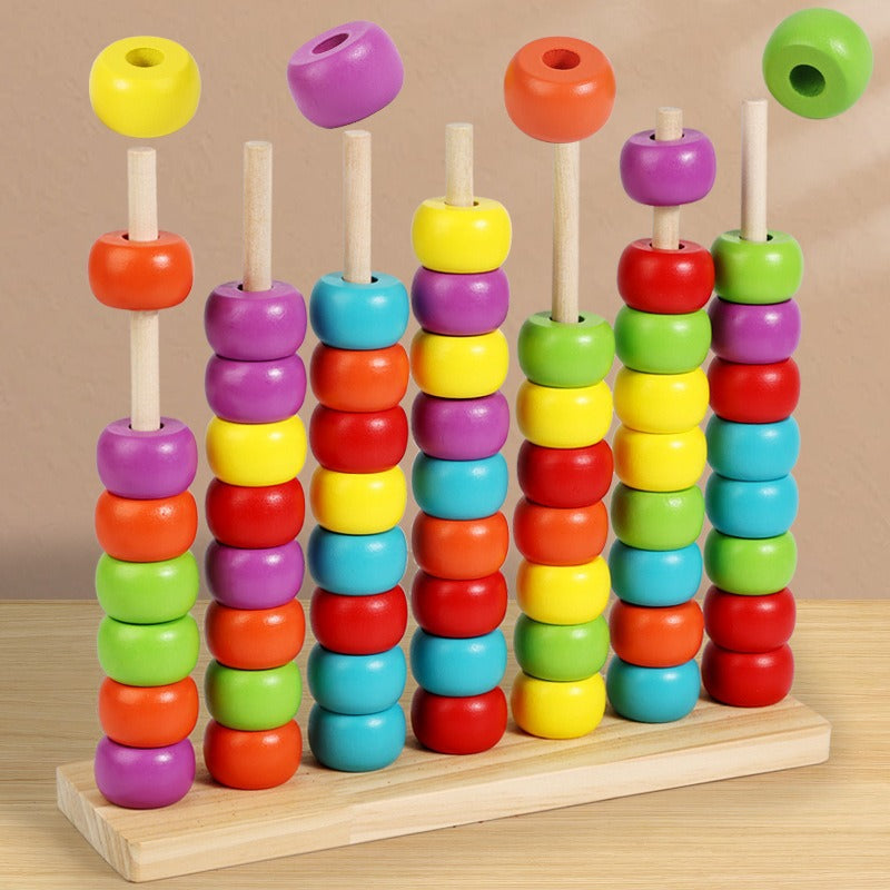 Montessori Inspired Wooden Bead Counting, Sorting & Patterning Toy
