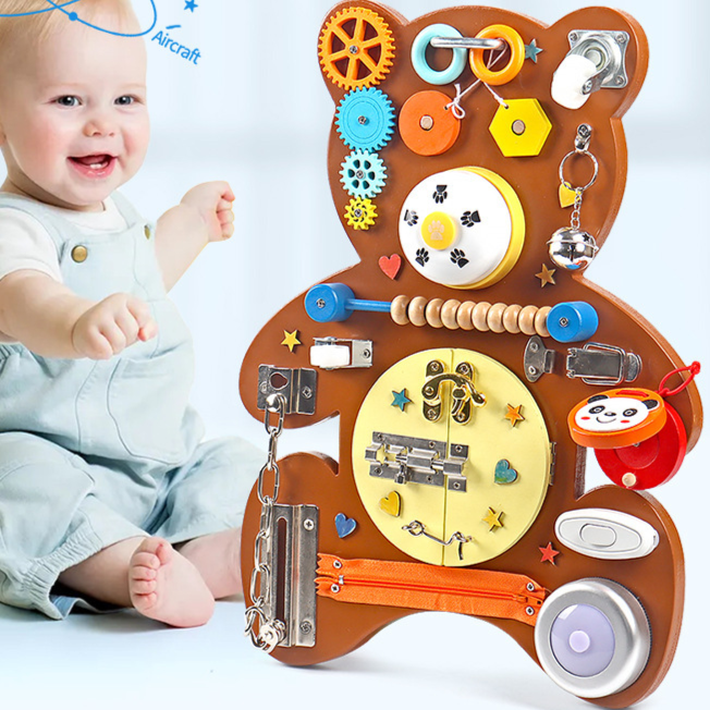 Montessori Busy Board Educational Toy, Fine Motor Development