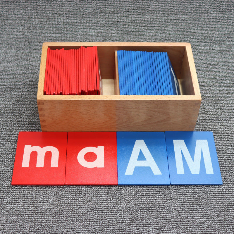 Montessori Sandpaper Letter Board with Red Blue Cases